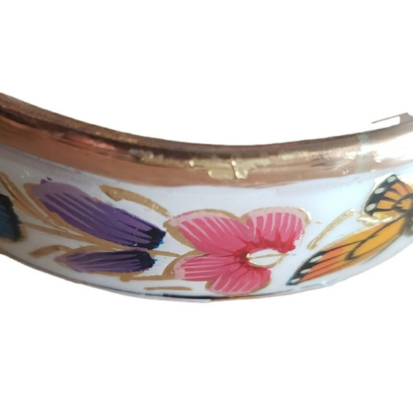 COPPER Handmade Bangle Statement Bracelet Butterfly Floral Bracelet - Picture 11 of 12